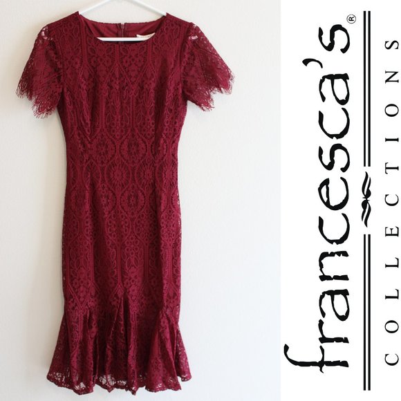 Francesca's Collections Dresses & Skirts - Burgundy lace midi dress